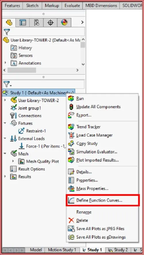 curve in SOLIDWORKS Simulation