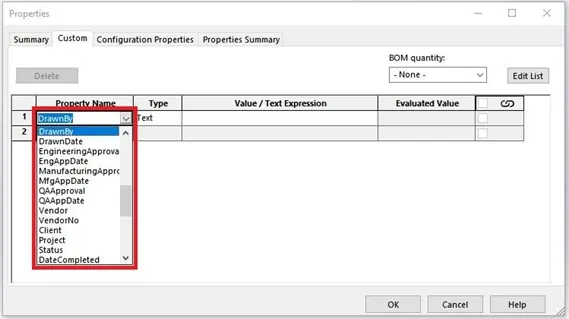 Drawn By in solidworks