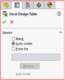 creating design table in SOLIDWORKS