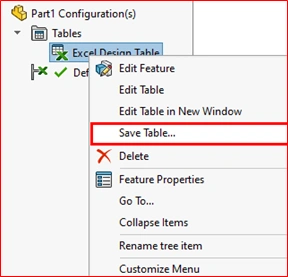 SOLIDWORKS CONFIGURATION USING EXCEL - EGS INDIA
