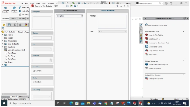 File Properties Menu - SOLIDWORKS