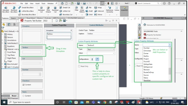 File Properties Menu - SOLIDWORKS