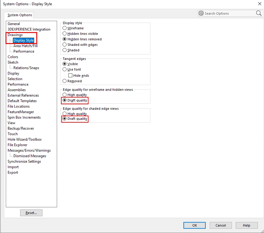 Drawing display style - SOLIDWORKS Reseller