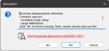 Excessive displacement warning